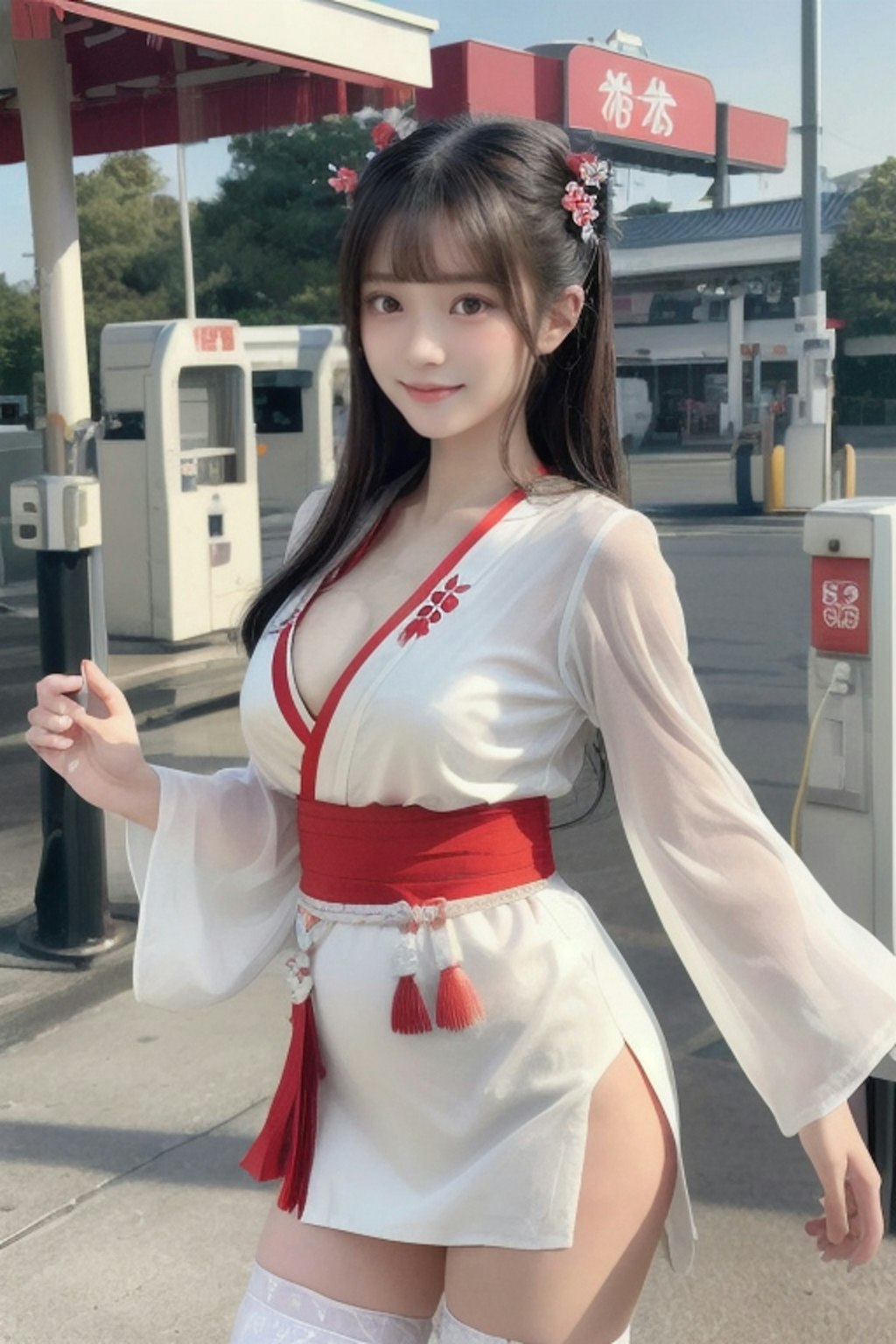 ガソリンスタンドの看板娘