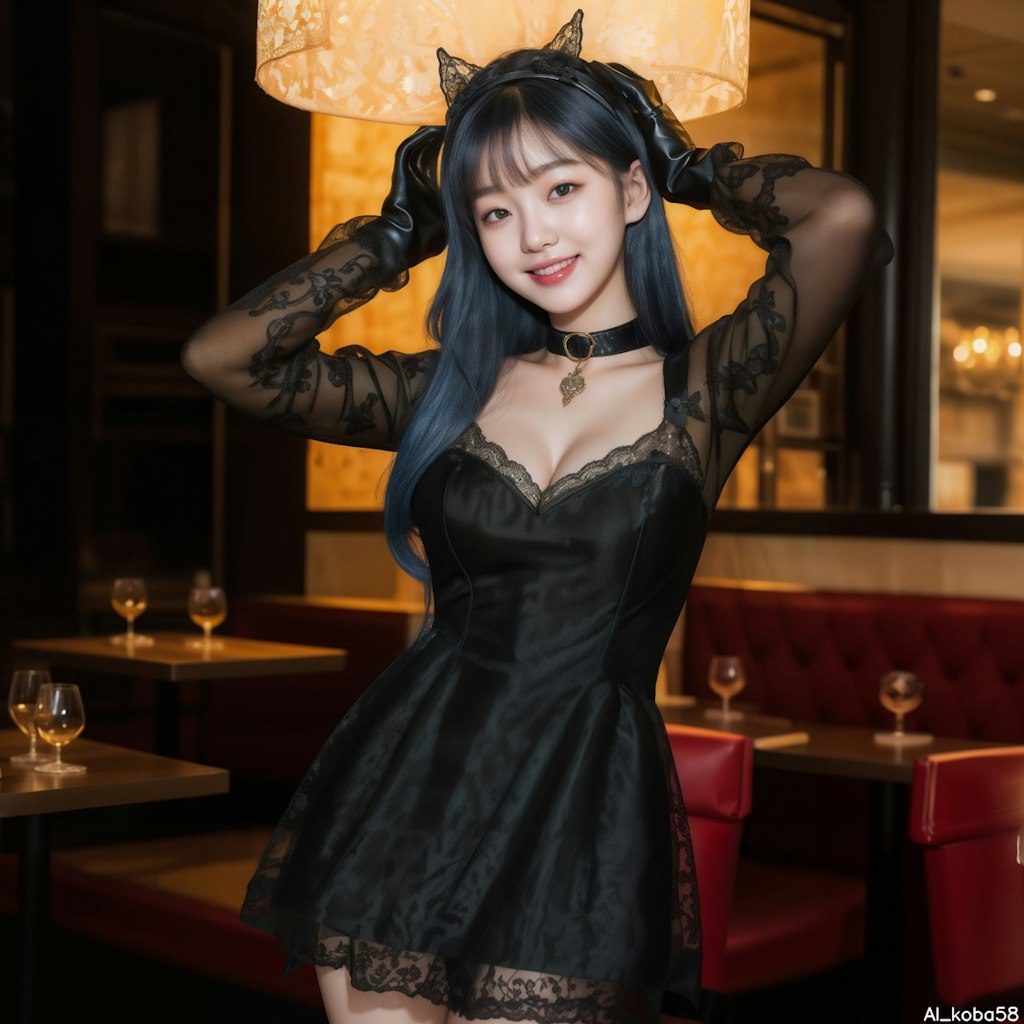 Vol83_Black lace mini dress