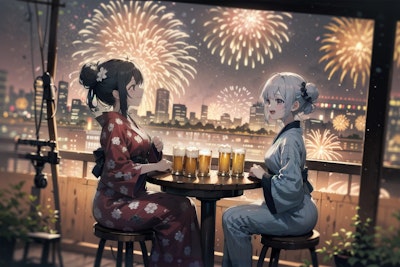 花火とビール