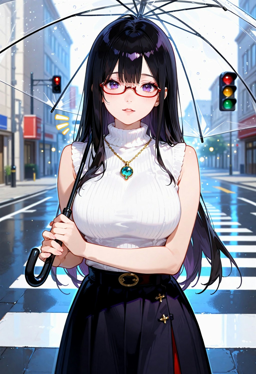 雨の街角。