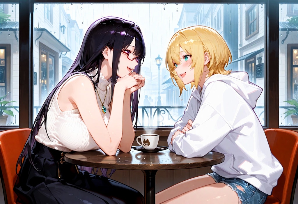 雨の街角。