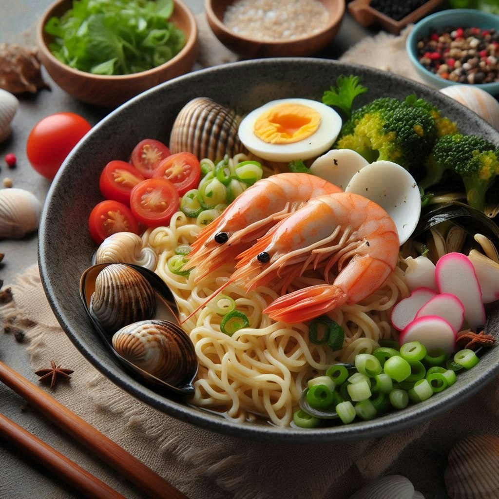 人ならざるもの、seafood noodle