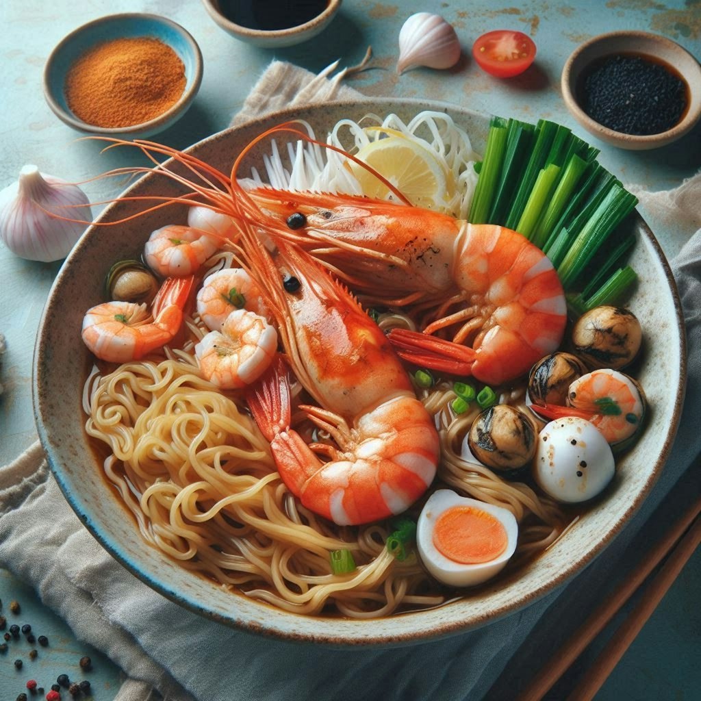 人ならざるもの、seafood noodle