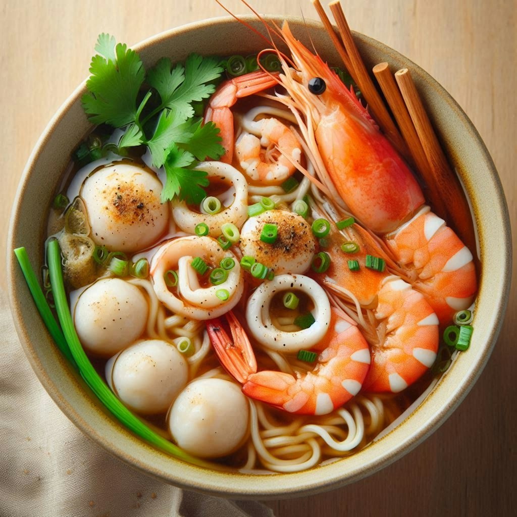 人ならざるもの、seafood noodle