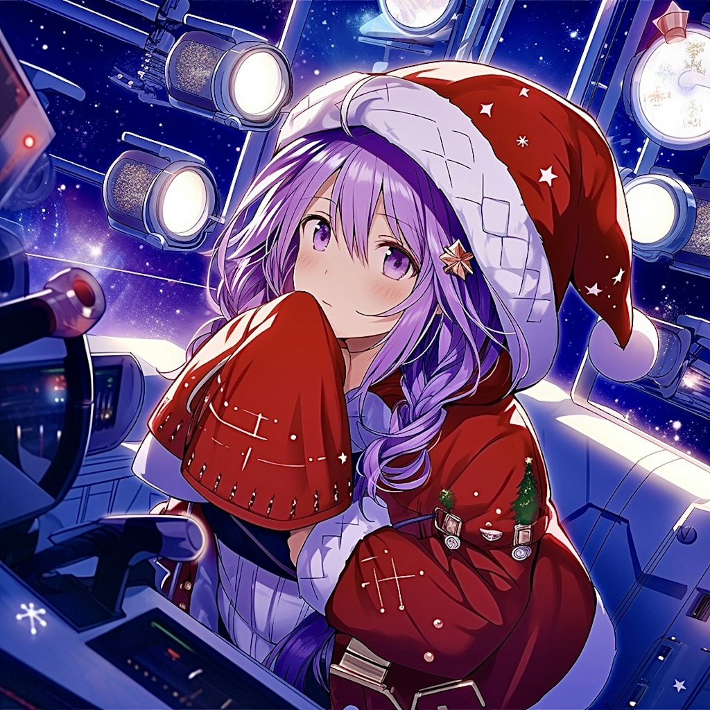 気球で移動中のサンタさん🎅🛷🎄