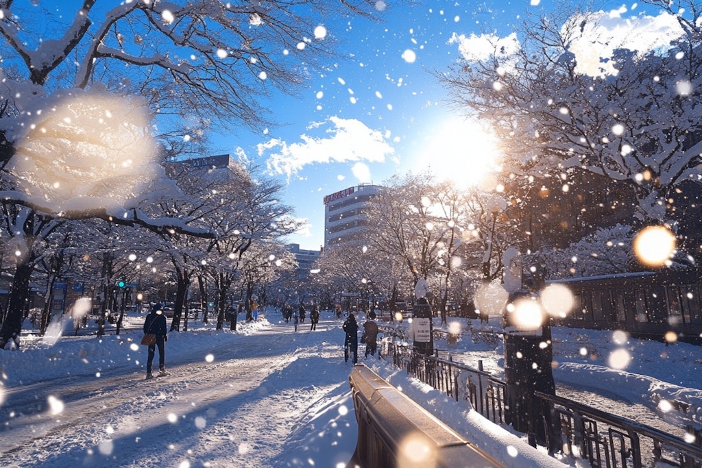 雪の日の通学路