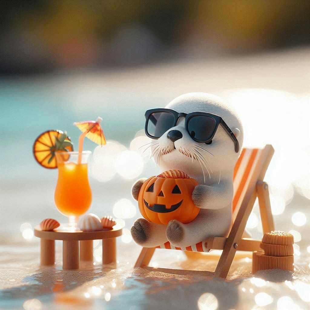 【大没年会2024♪】ハッピーハロウィン白ラッコさん🎃🍹