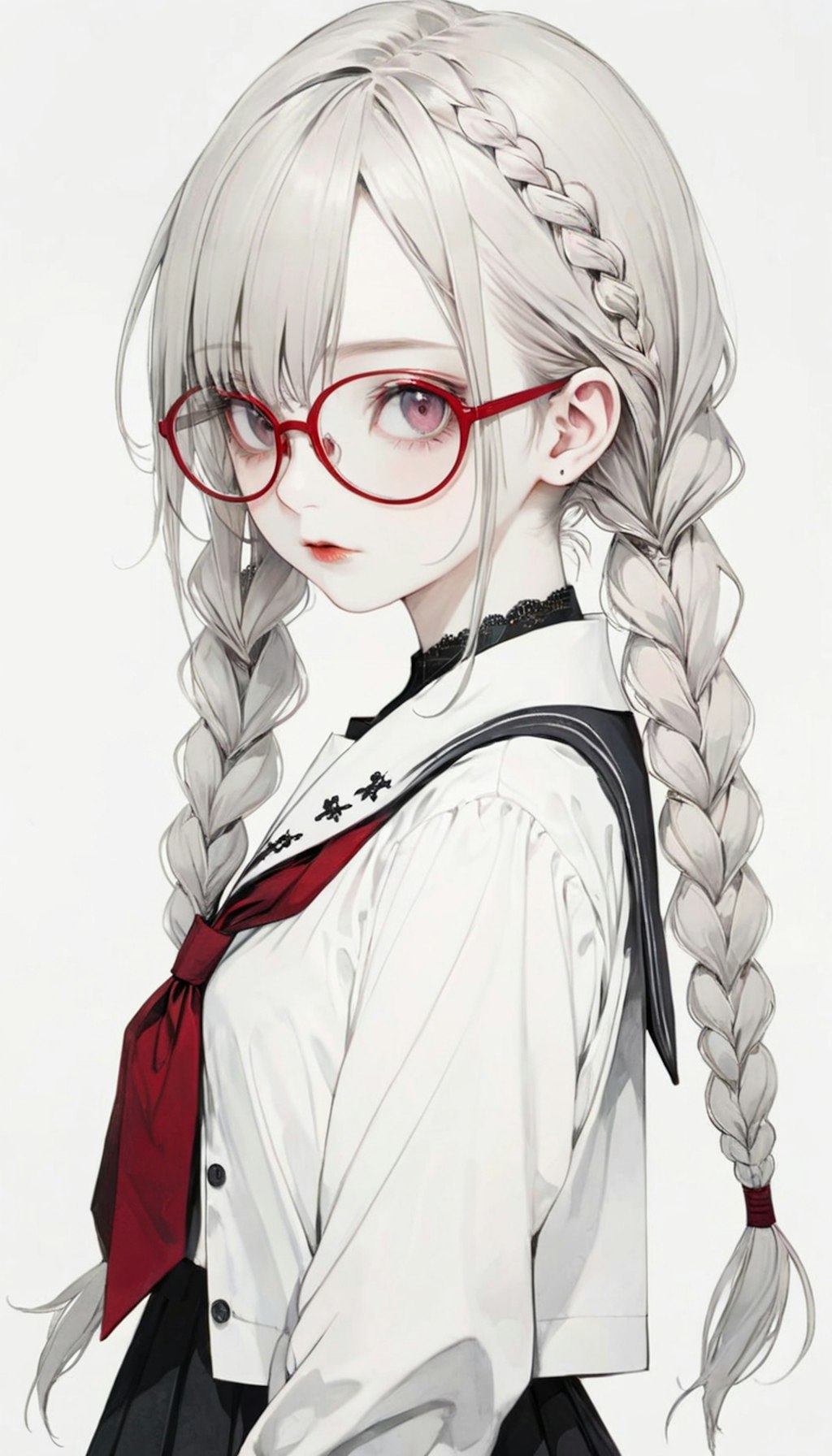 赤い眼鏡の少女