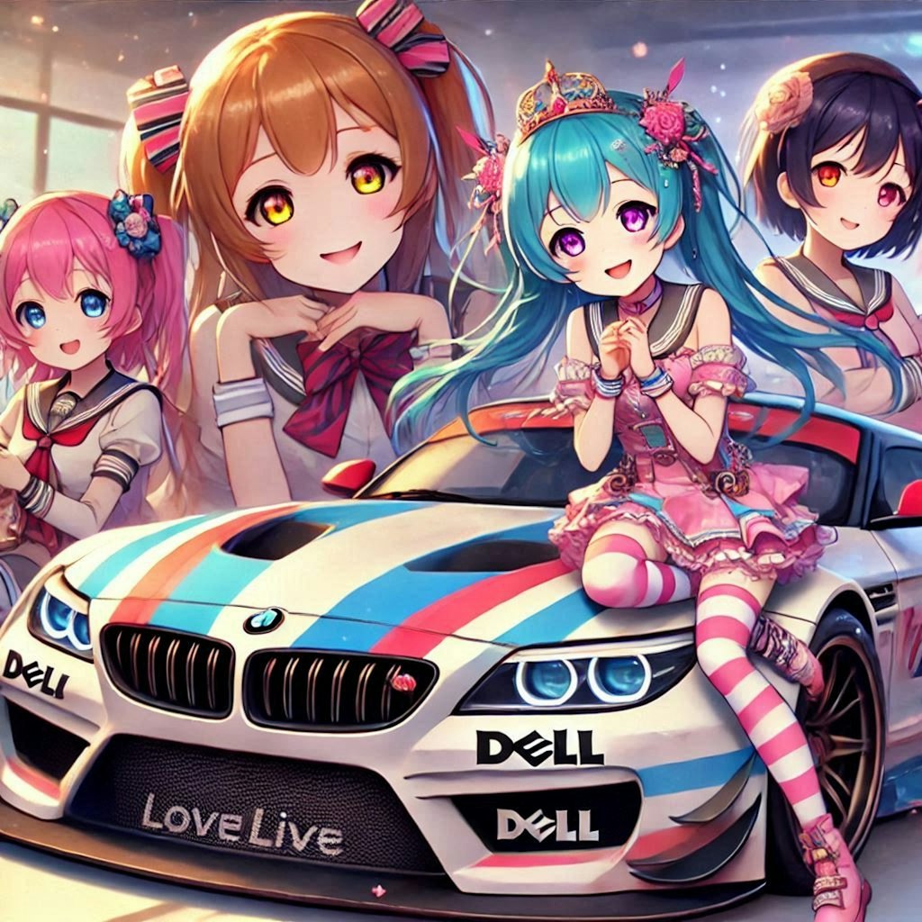 ラブライブキャラとDELLカラーBMWレーシングカー