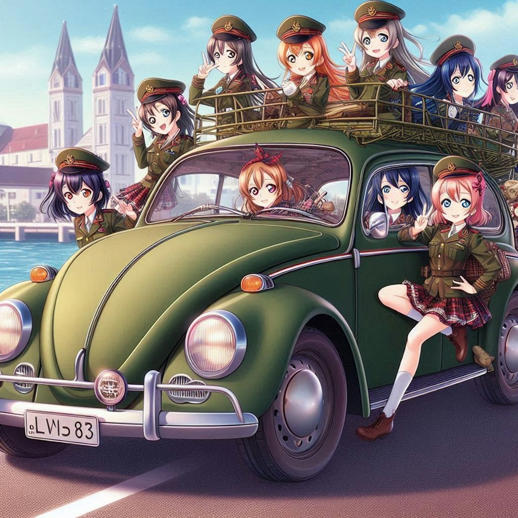 ラブライブキャラとワーゲンビートル軍用車