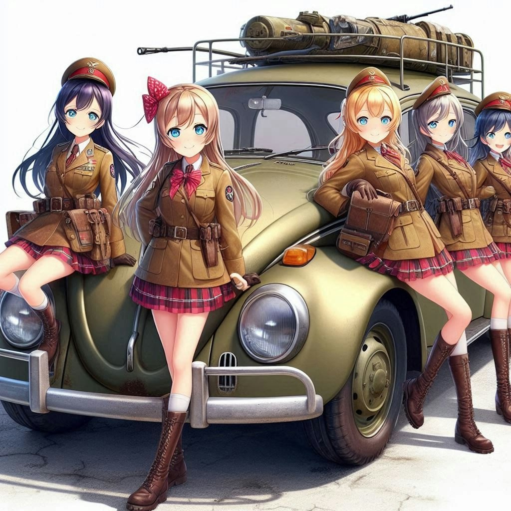 ラブライブキャラとワーゲンビートル軍用車