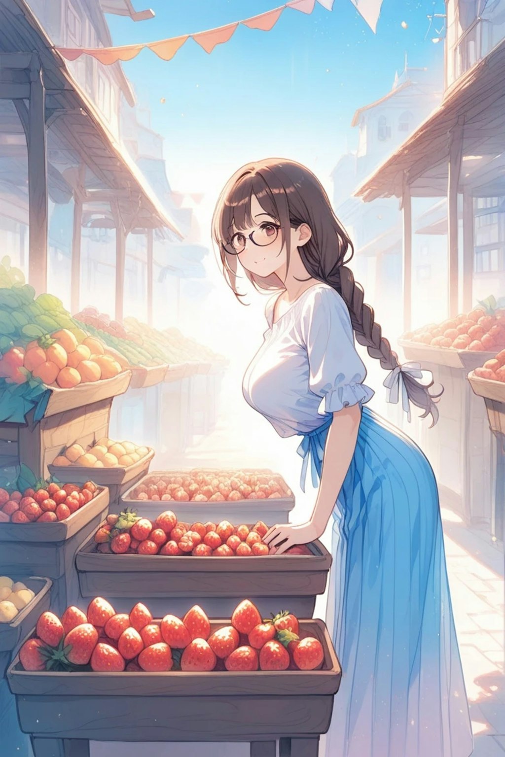市場のいちご