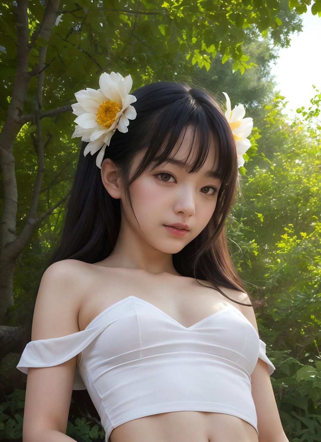 花飾りの美女