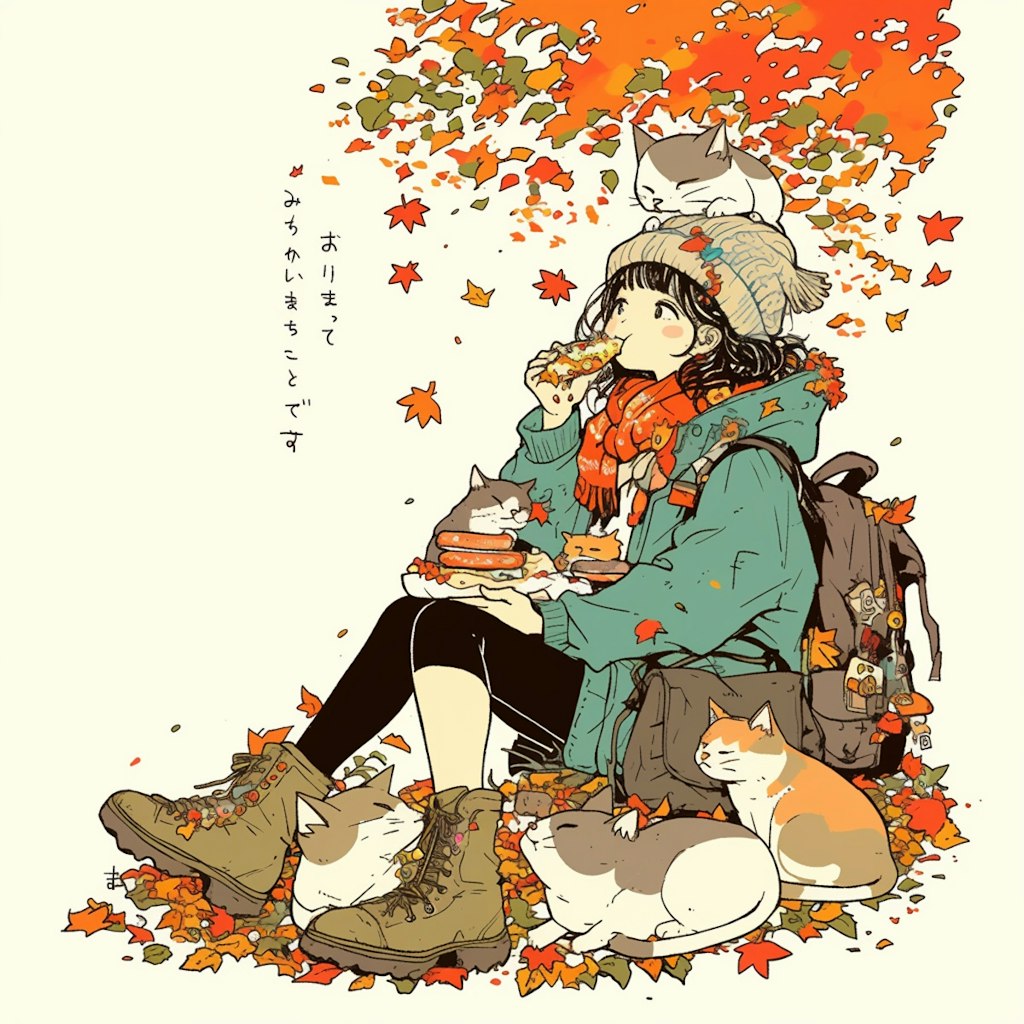 紅葉狩りwithにゃんこ＆花より団子