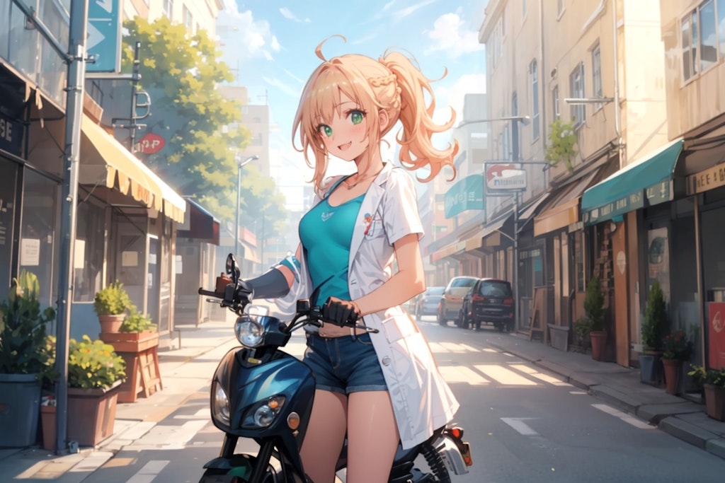 バイク通勤するヤスミン三姉妹♪