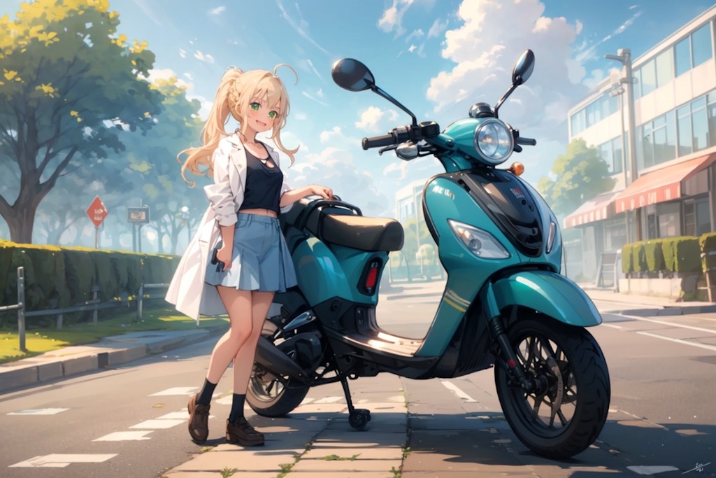 バイク通勤するヤスミン三姉妹♪