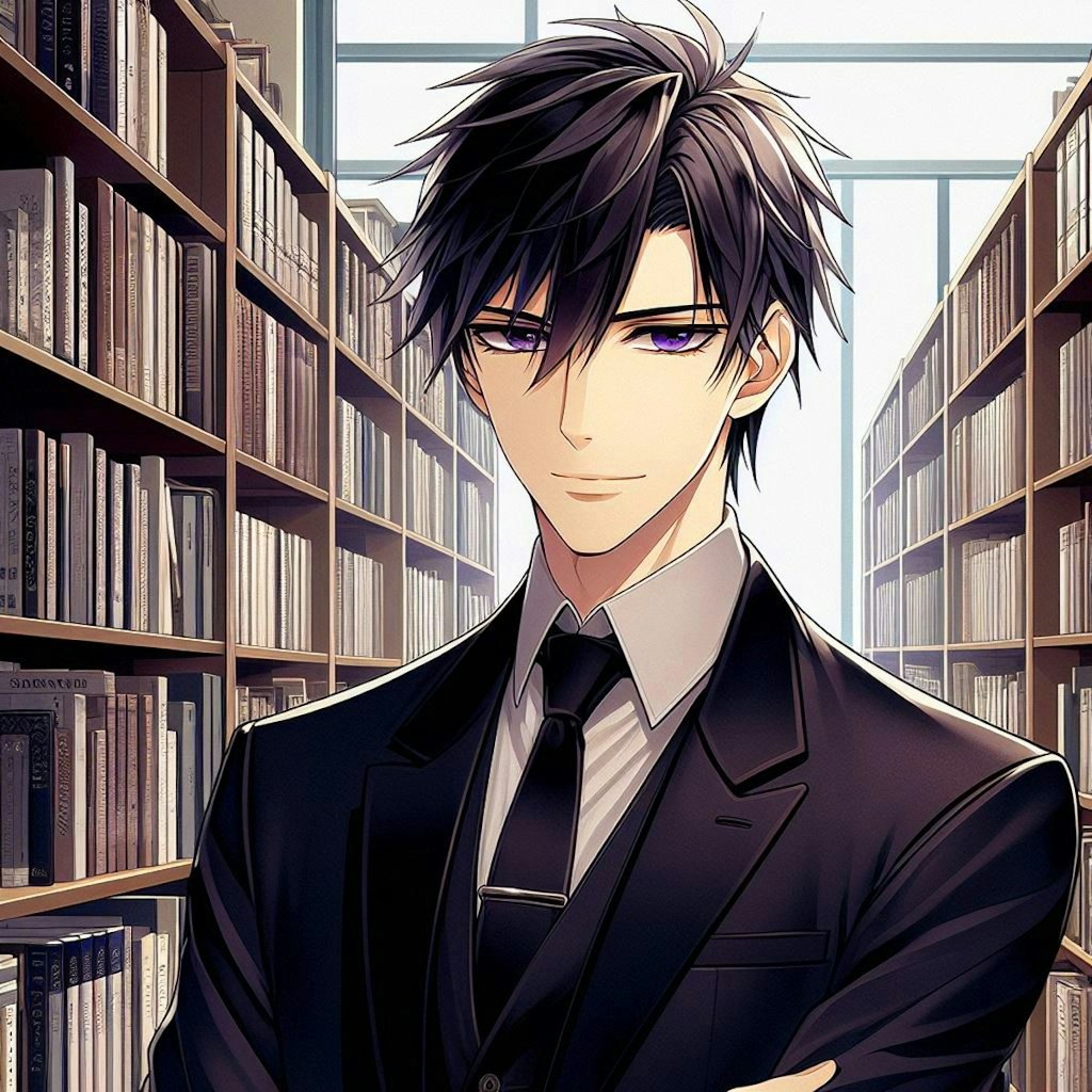 図書館で読書をしている、黒髪短髪男性◆その3(12枚)