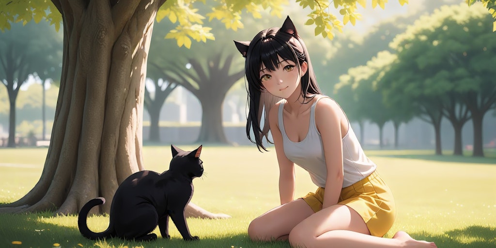 黒猫と少女