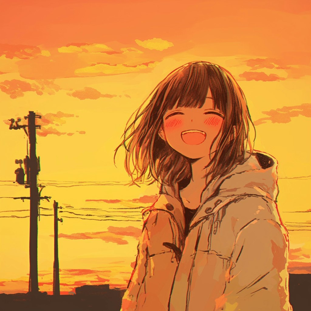 私の「夕焼けに微笑む少女」