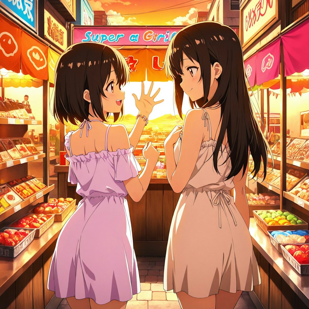 姉妹の露店巡り