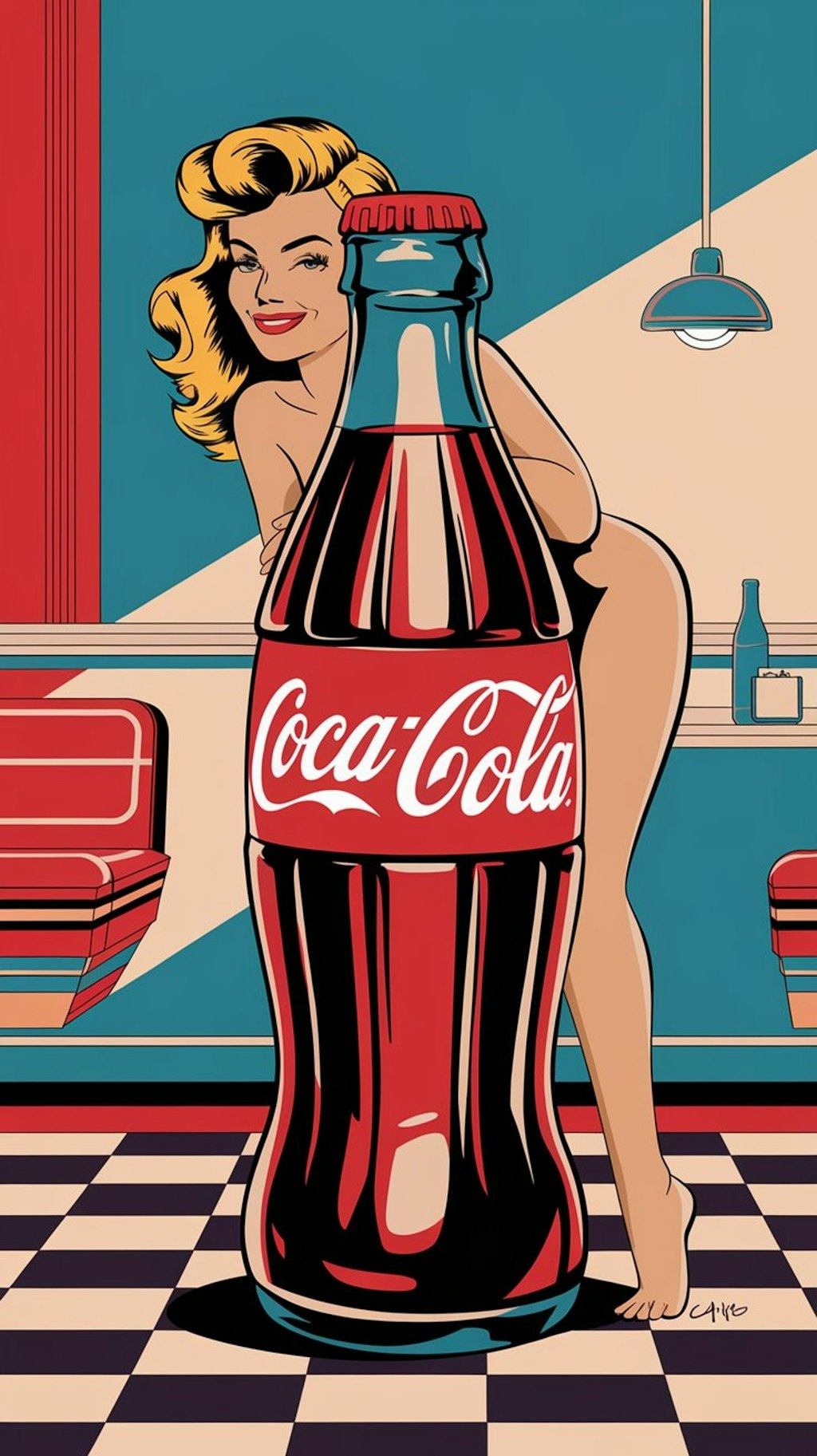 Coke with pin-up Girl