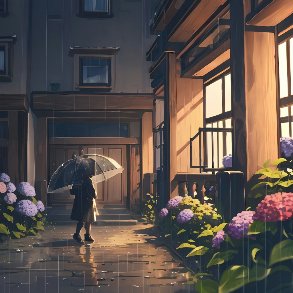 「雨と紫陽花と帰路」