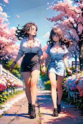 Girls are taking a walk