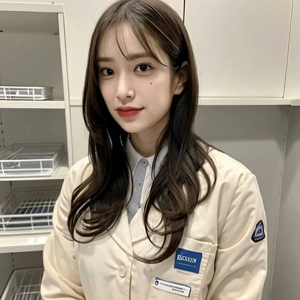 黒髪ロングで白衣の美女９１