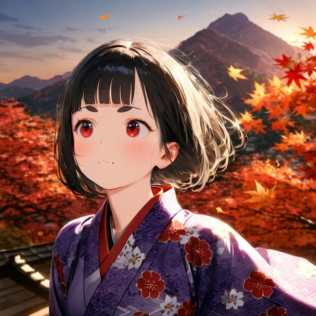 紅葉にて燃ゆる山