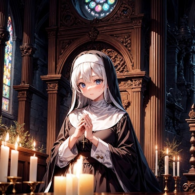 祈りをささげる修道女