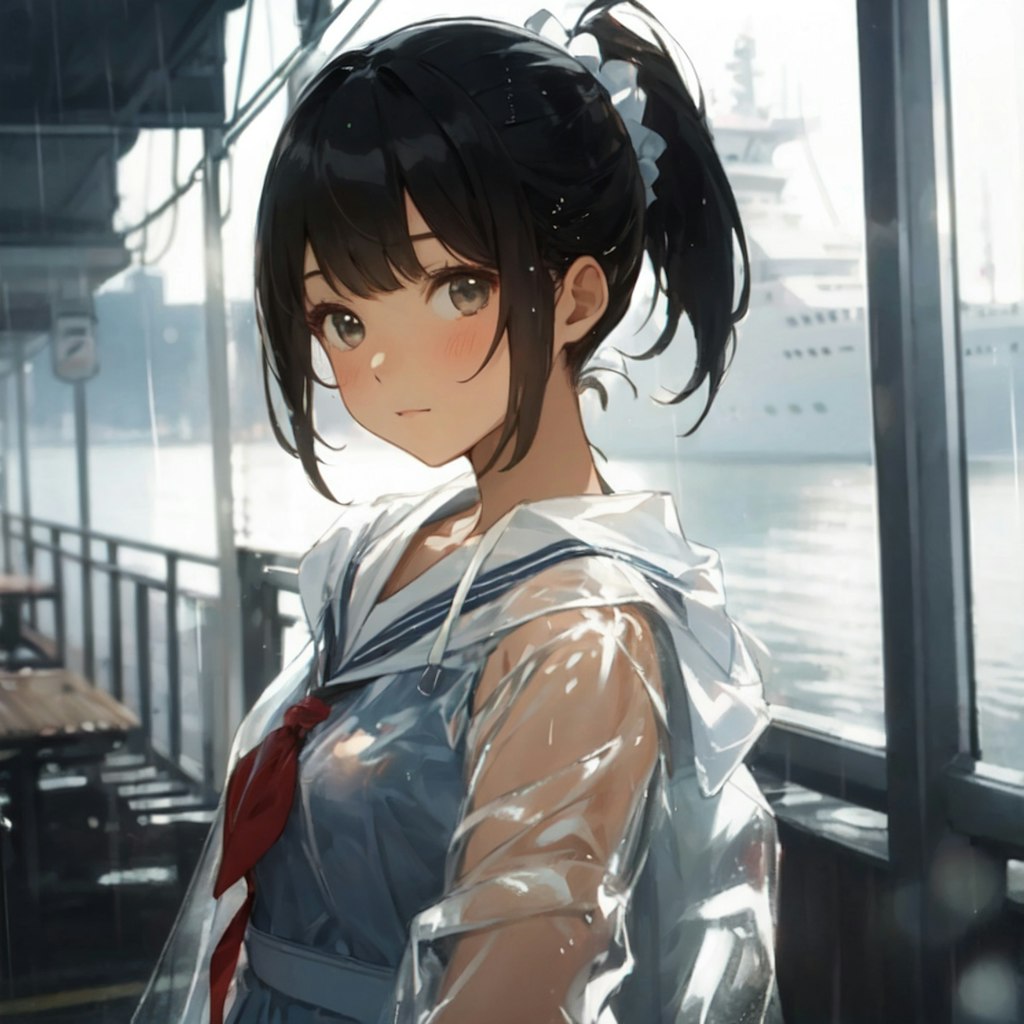 雨の港