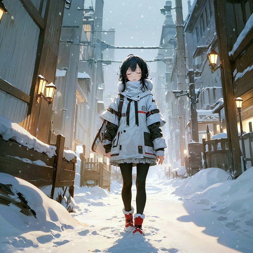 疲れて帰宅 (雪と少女18)