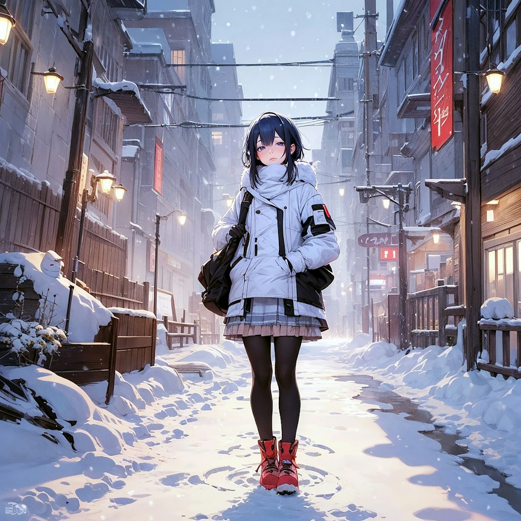 疲れて帰宅 (雪と少女18)