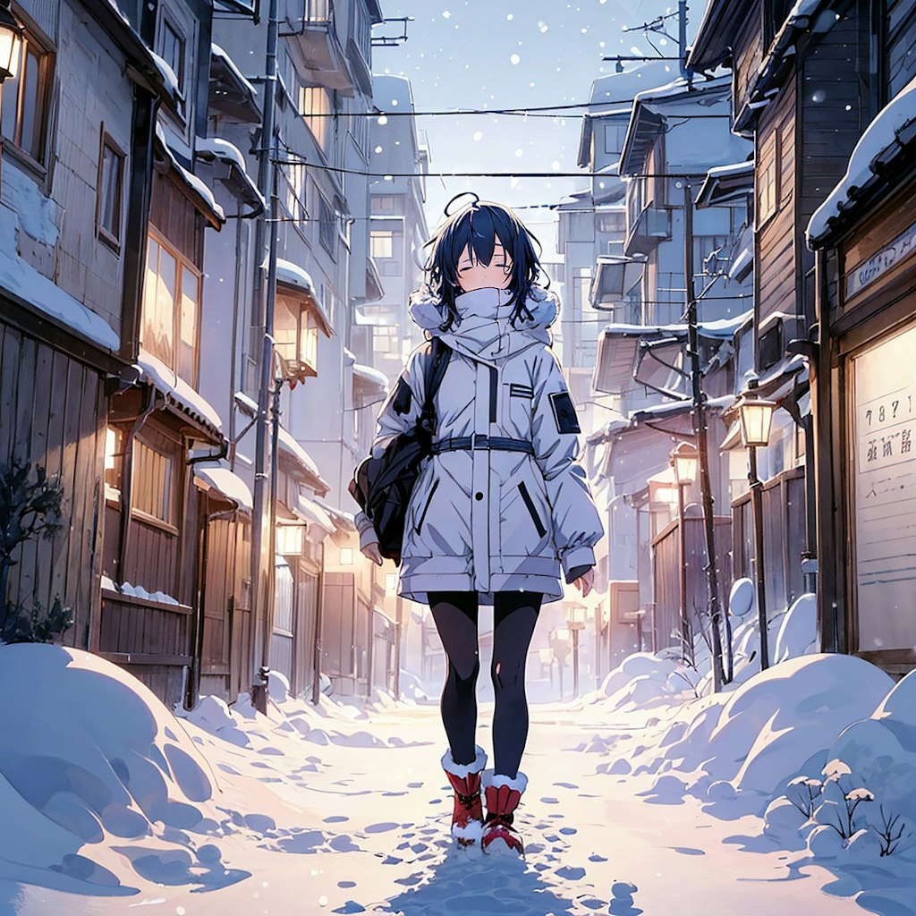 疲れて帰宅 (雪と少女18)