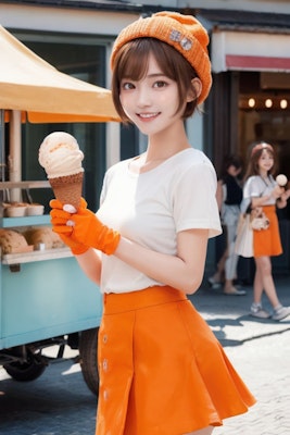 移動販売式アイスクリーム屋の看板娘