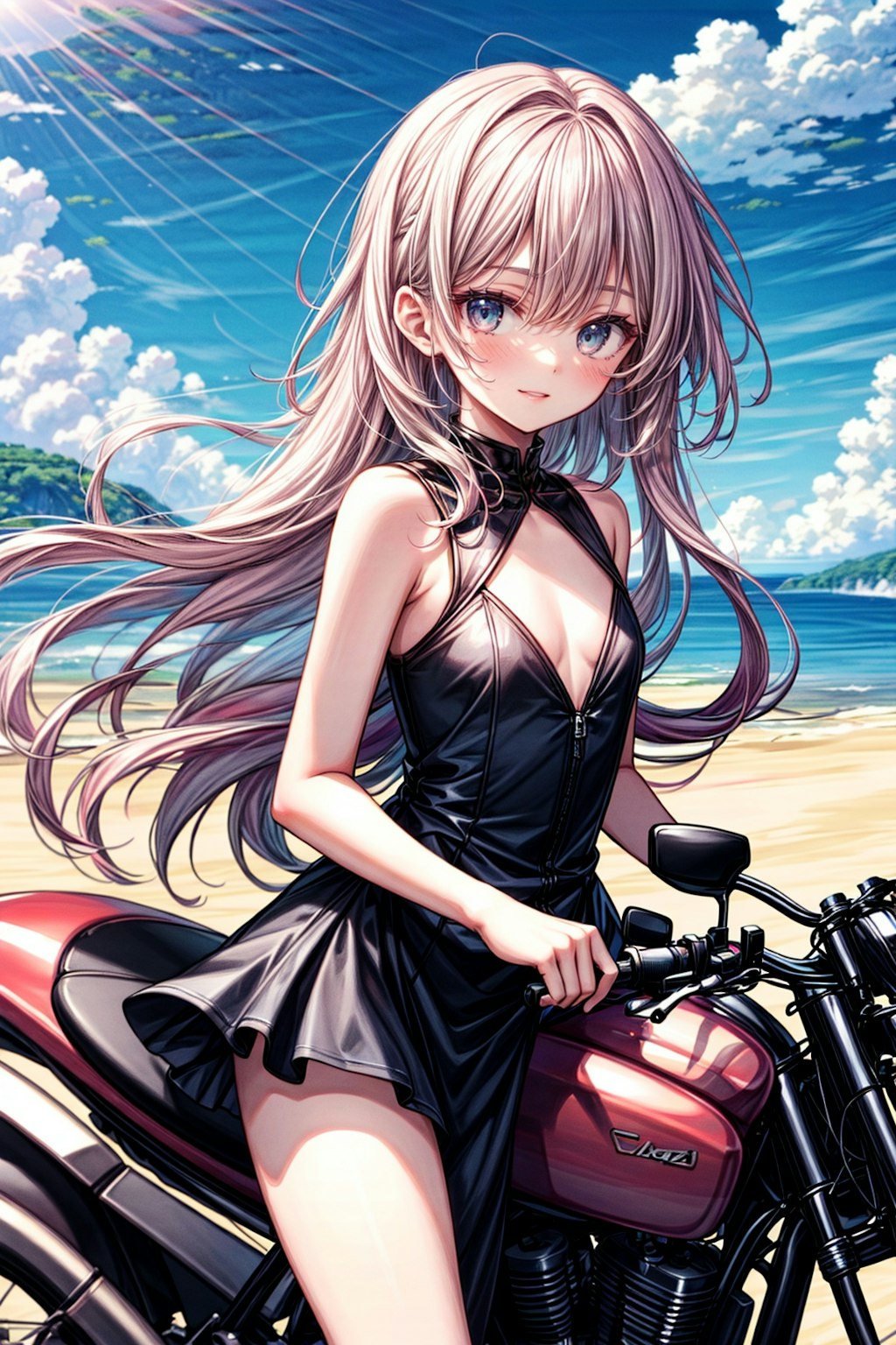 バイクに乗る女の子 Girl riding a motorcycle