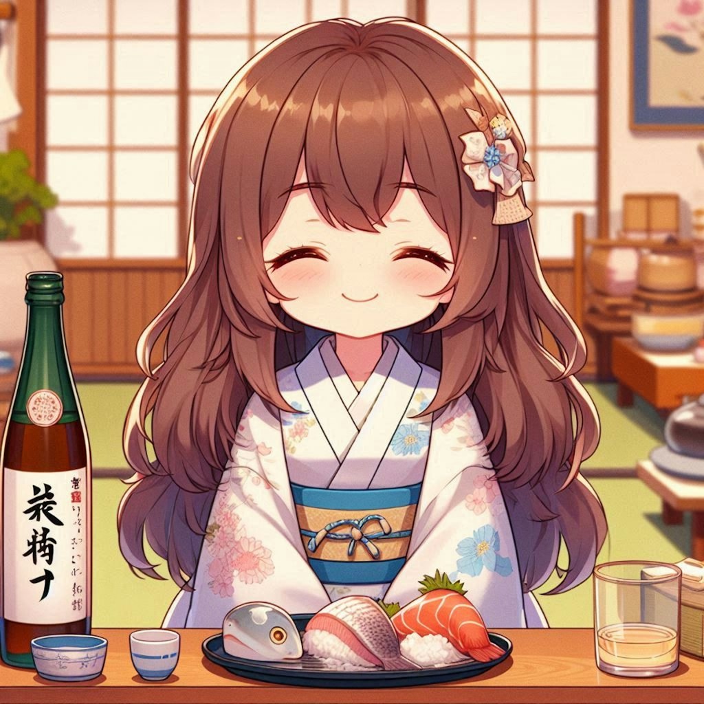 旅館で日本酒をがぶ飲みする小さな女の子