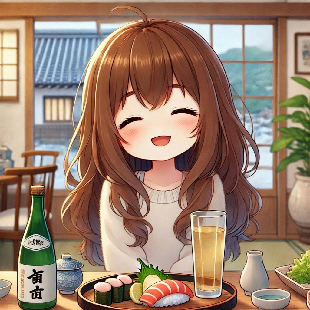 旅館で日本酒をがぶ飲みする小さな女の子