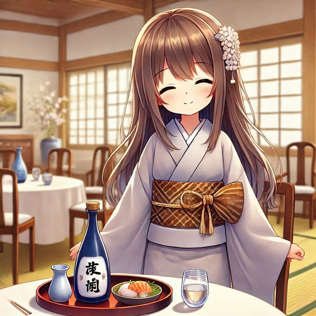 旅館で日本酒をがぶ飲みする小さな女の子