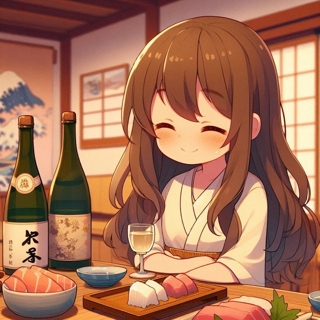 旅館で日本酒をがぶ飲みする小さな女の子