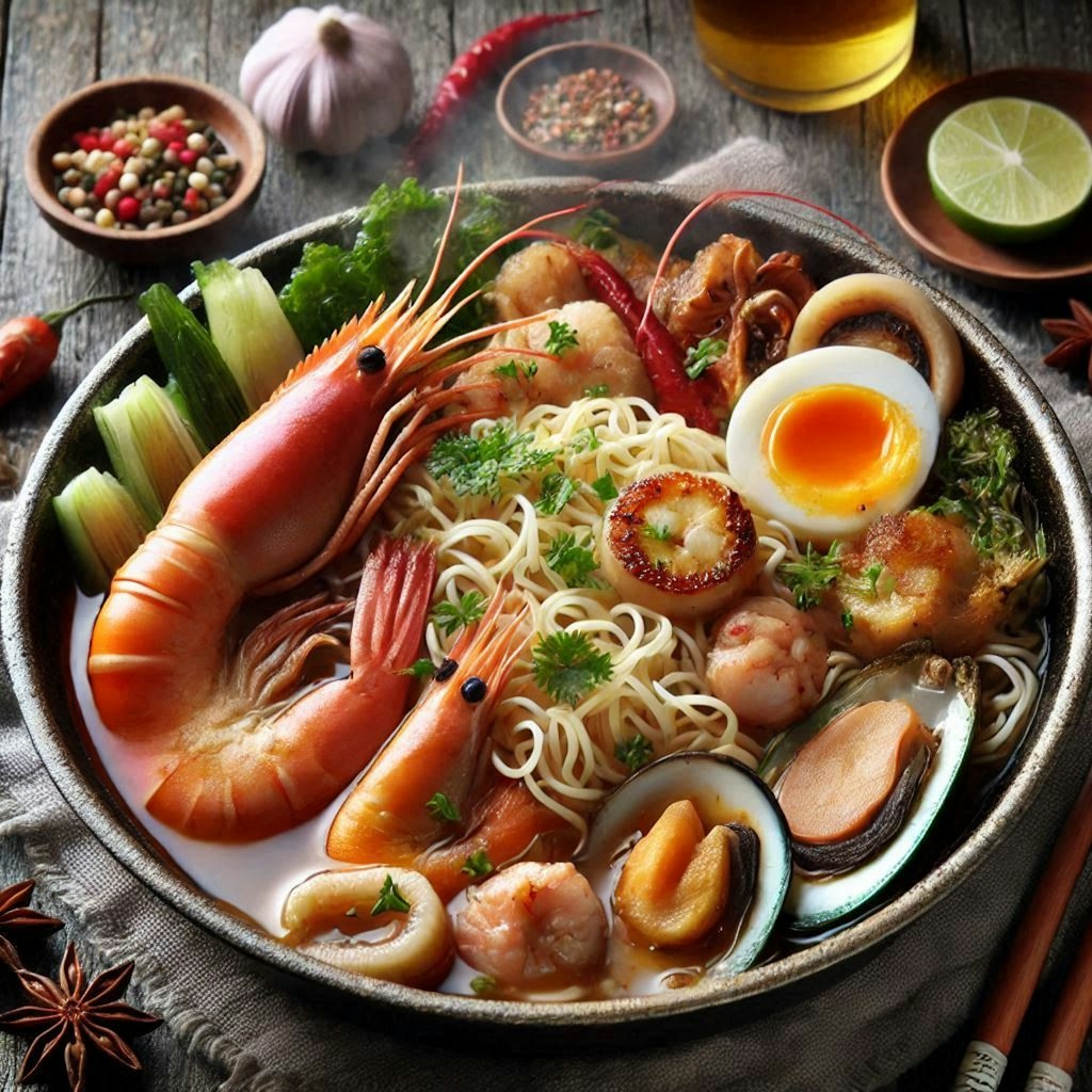 鍋焼きseafood noodle