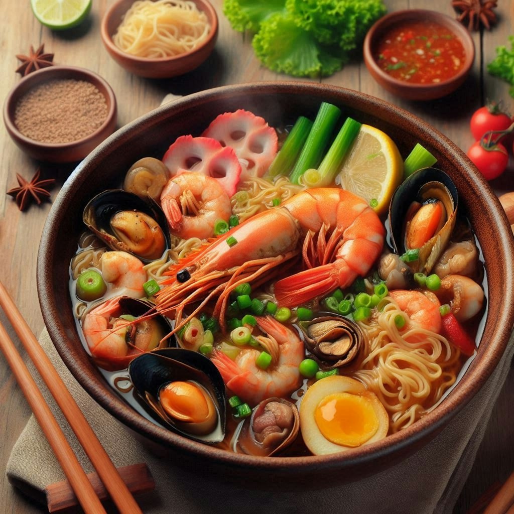 鍋焼きseafood noodle