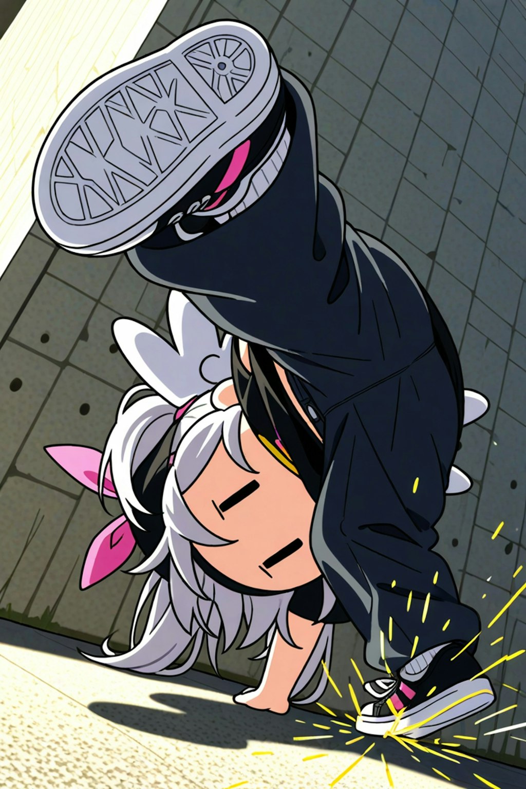 ブレイクダンスをするチビメイドさん