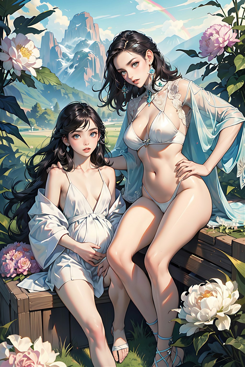 美人姉妹と母親