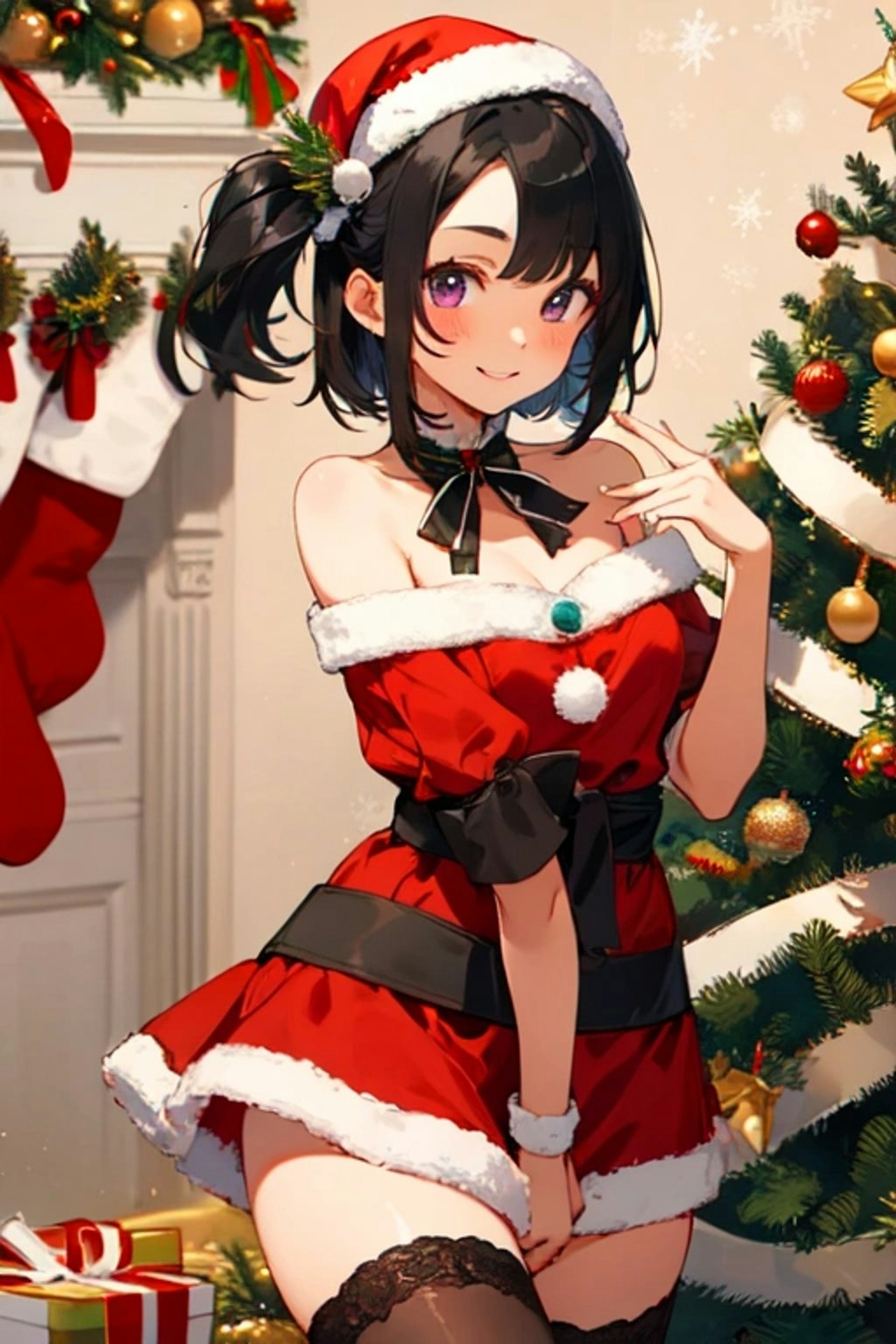 【R15】クリスマスの夜に、あなたとリラックス♥黒髪ツインテール少女版（4枚）その２