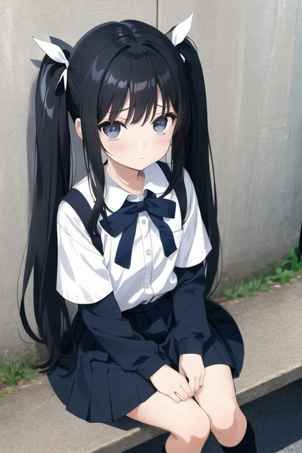 怒られて泣いている黒髪の女の子