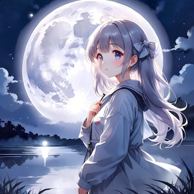 月の光に照らされて、少女は何を想うのか。