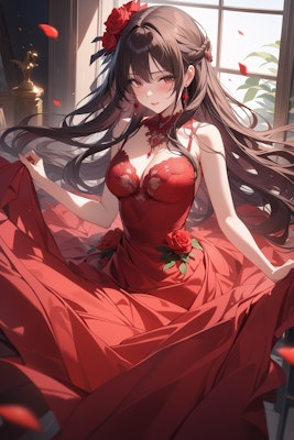 赤いドレスは似合ってますか？