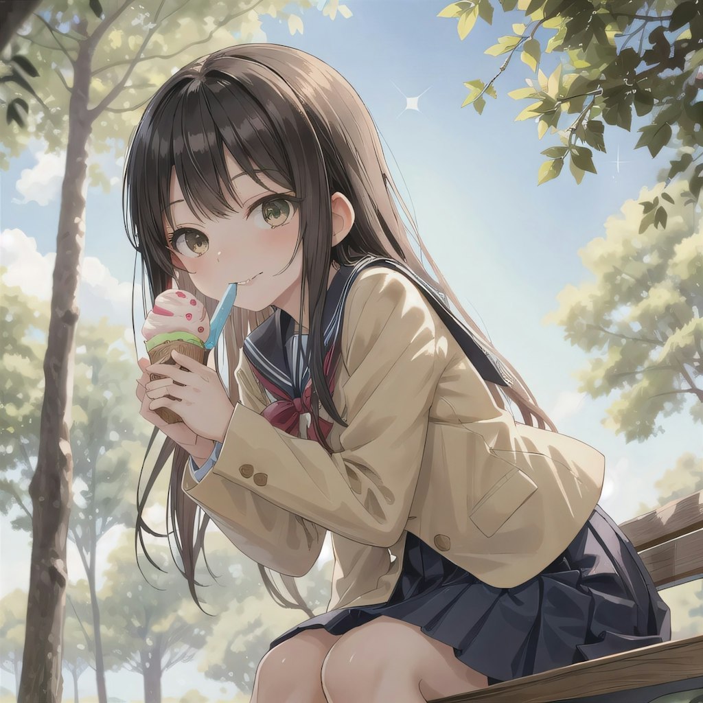 黒髪ロングでブレザーの少女２３