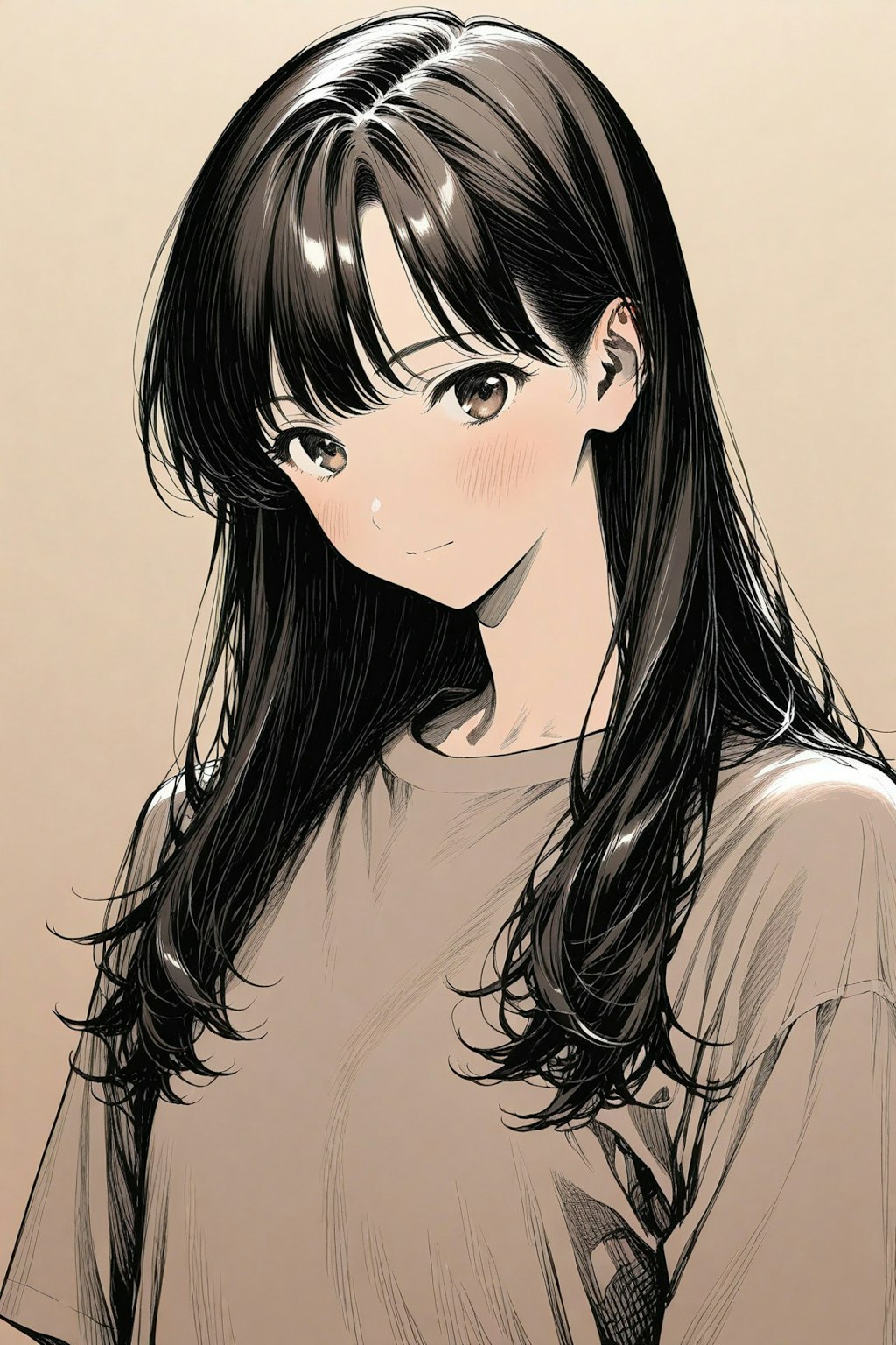 繊細な極細線で描いた美女